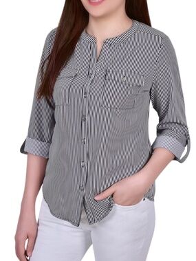 Petite Tab Y Neck Blouse Torterella PM
